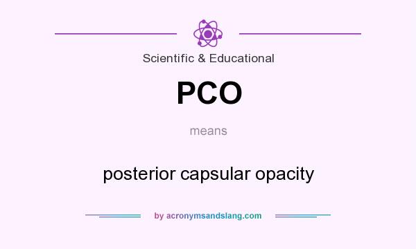 What does PCO mean? It stands for posterior capsular opacity
