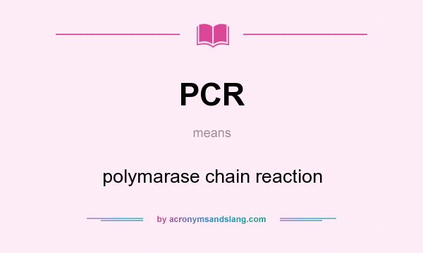 What does PCR mean? It stands for polymarase chain reaction