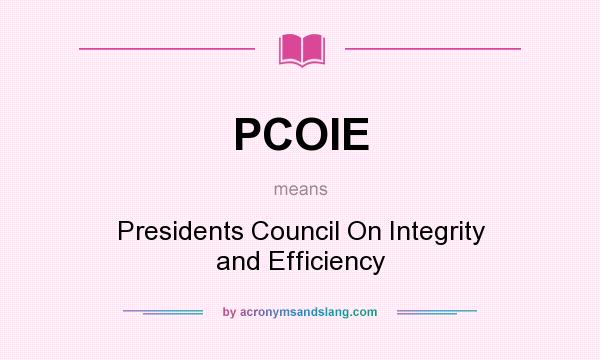 What does PCOIE mean? It stands for Presidents Council On Integrity and Efficiency