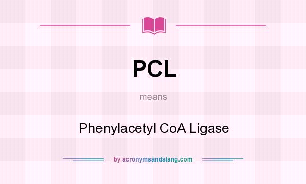 What does PCL mean? It stands for Phenylacetyl CoA Ligase