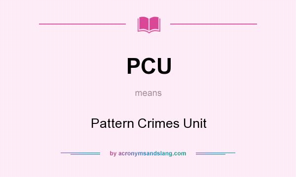 What does PCU mean? It stands for Pattern Crimes Unit