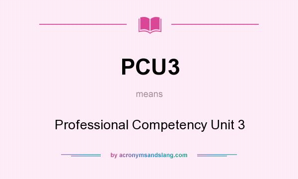 What does PCU3 mean? It stands for Professional Competency Unit 3