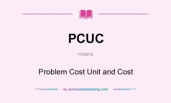 What does PCUC mean? It stands for Problem Cost Unit and Cost