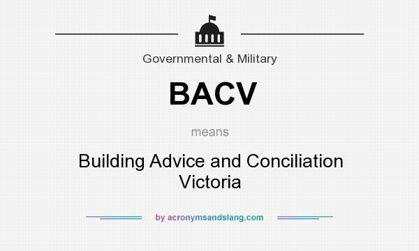 What does BACV mean? It stands for Building Advice and Conciliation Victoria