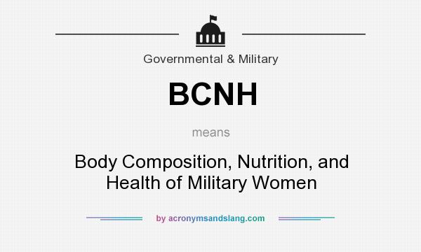 What does BCNH mean? It stands for Body Composition, Nutrition, and Health of Military Women