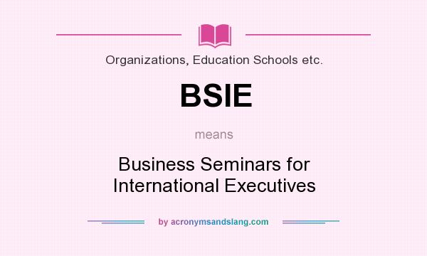 What does BSIE mean? It stands for Business Seminars for International Executives