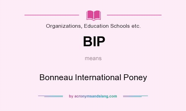 What does BIP mean? It stands for Bonneau International Poney