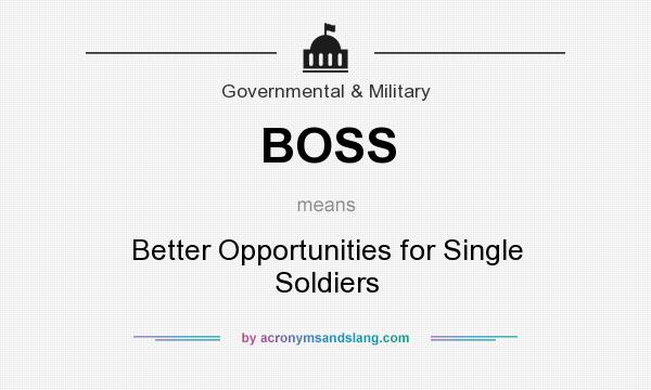 What does BOSS mean? It stands for Better Opportunities for Single Soldiers