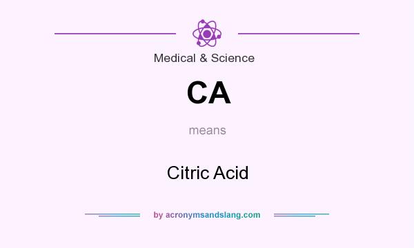 What does CA mean? It stands for Citric Acid