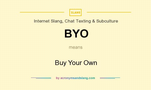 What does BYO mean? It stands for Buy Your Own