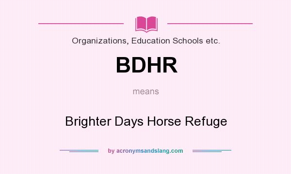 What does BDHR mean? It stands for Brighter Days Horse Refuge