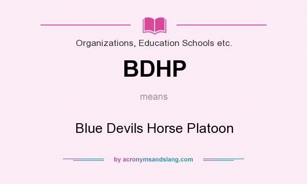What does BDHP mean? It stands for Blue Devils Horse Platoon
