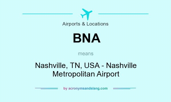 What does BNA mean? It stands for Nashville, TN, USA - Nashville Metropolitan Airport