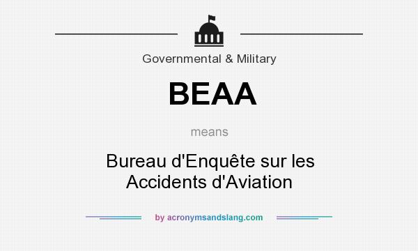 What does BEAA mean? It stands for Bureau d`Enquête sur les Accidents d`Aviation
