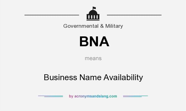 What does BNA mean? It stands for Business Name Availability