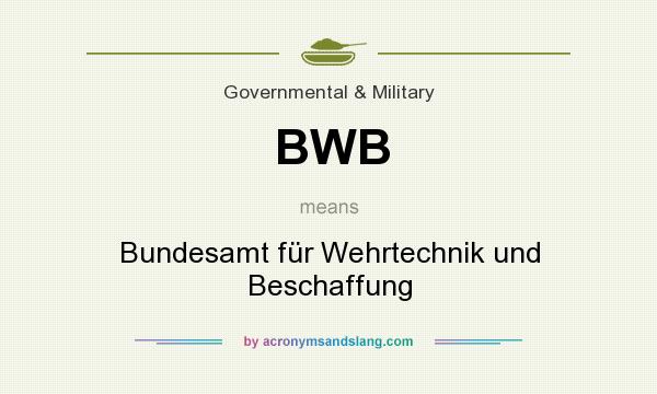 What does BWB mean? It stands for Bundesamt für Wehrtechnik und Beschaffung