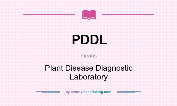 What does PDDL mean? It stands for Plant Disease Diagnostic Laboratory