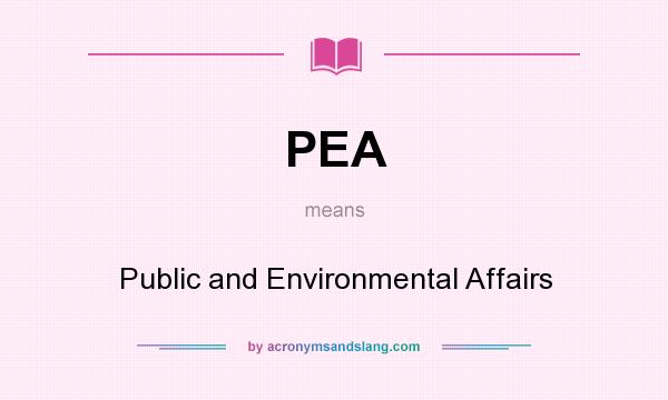 What does PEA mean? It stands for Public and Environmental Affairs