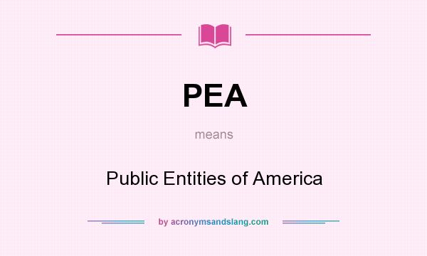 What does PEA mean? It stands for Public Entities of America