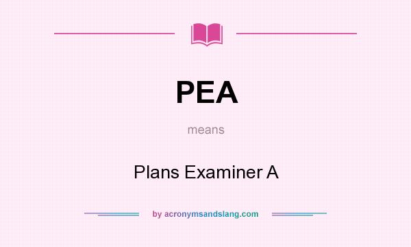 What does PEA mean? It stands for Plans Examiner A