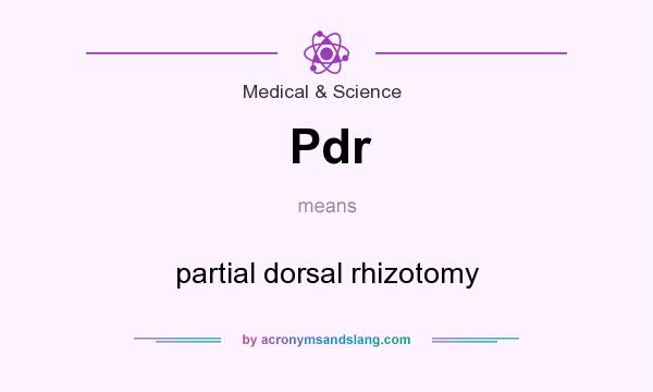 What does Pdr mean? It stands for partial dorsal rhizotomy