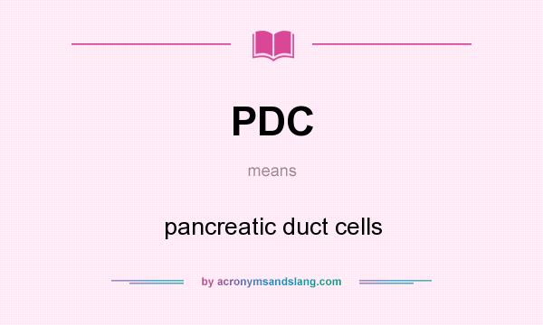 What does PDC mean? It stands for pancreatic duct cells