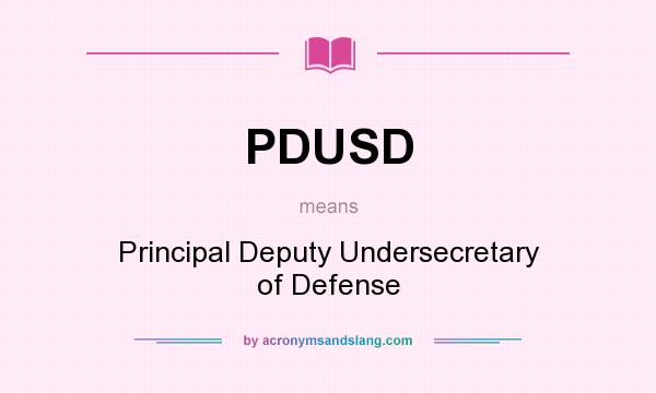 What does PDUSD mean? It stands for Principal Deputy Undersecretary of Defense