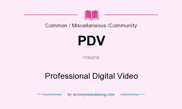 What does PDV mean? It stands for Professional Digital Video