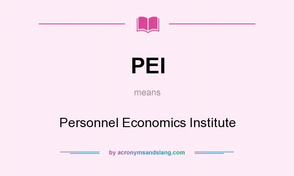 What does PEI mean? It stands for Personnel Economics Institute