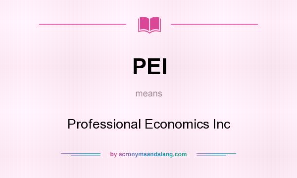 What does PEI mean? It stands for Professional Economics Inc