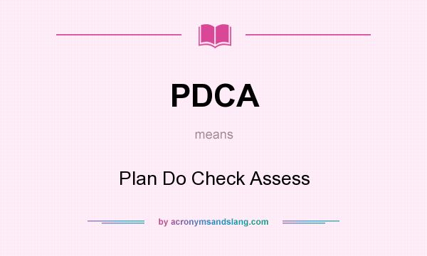 What does PDCA mean? It stands for Plan Do Check Assess