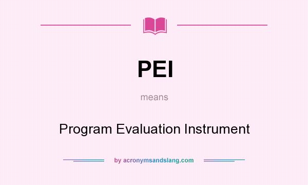 What does PEI mean? It stands for Program Evaluation Instrument