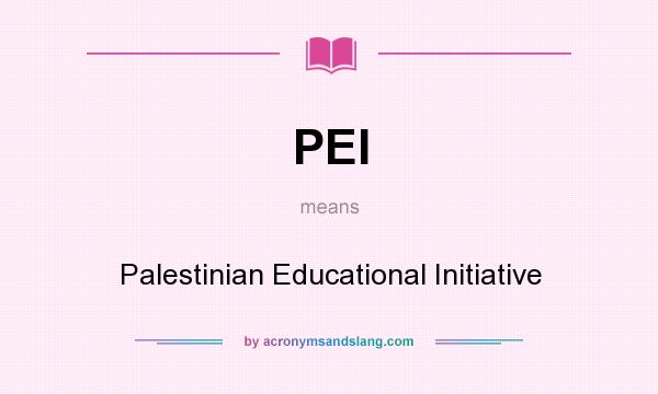 What does PEI mean? It stands for Palestinian Educational Initiative