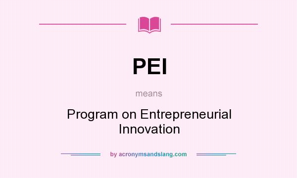 What does PEI mean? It stands for Program on Entrepreneurial Innovation
