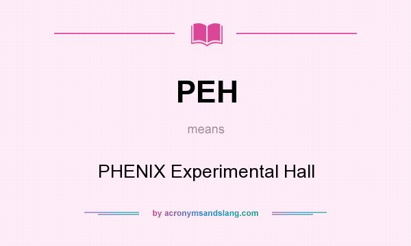 What does PEH mean? It stands for PHENIX Experimental Hall