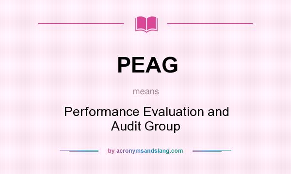 What does PEAG mean? It stands for Performance Evaluation and Audit Group
