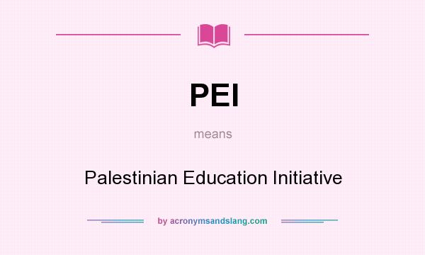 What does PEI mean? It stands for Palestinian Education Initiative