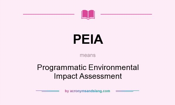 What does PEIA mean? It stands for Programmatic Environmental Impact Assessment