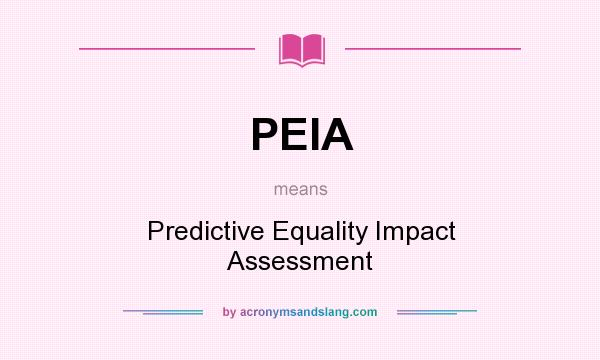 What does PEIA mean? It stands for Predictive Equality Impact Assessment