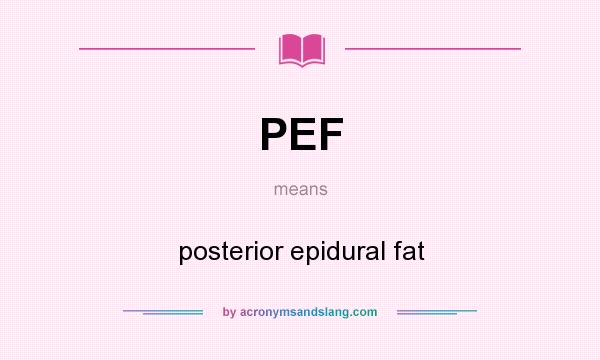 What does PEF mean? It stands for posterior epidural fat