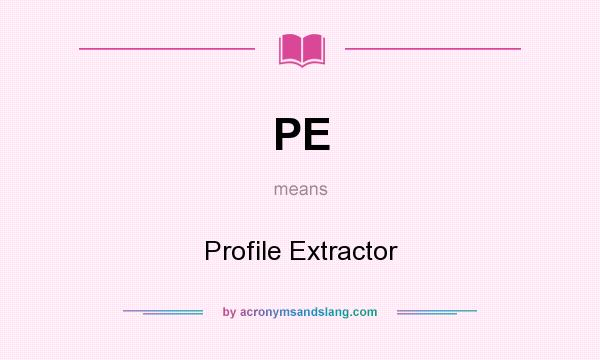 What does PE mean? It stands for Profile Extractor