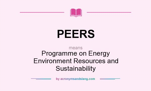 What does PEERS mean? It stands for Programme on Energy Environment Resources and Sustainability