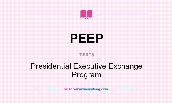 What does PEEP mean? It stands for Presidential Executive Exchange Program