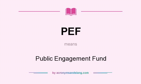 What does PEF mean? It stands for Public Engagement Fund