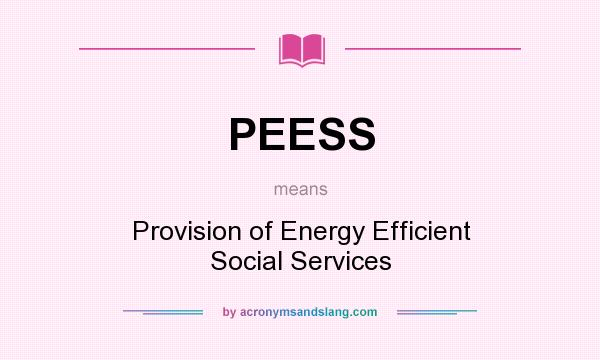What does PEESS mean? It stands for Provision of Energy Efficient Social Services