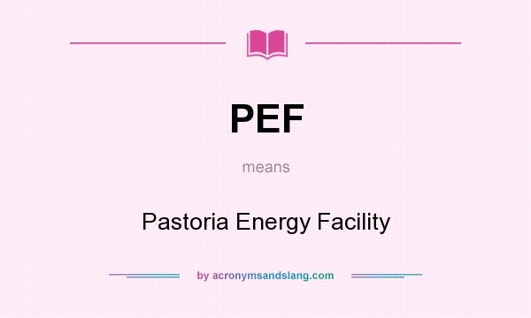 What does PEF mean? It stands for Pastoria Energy Facility