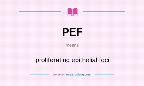 What does PEF mean? It stands for proliferating epithelial foci