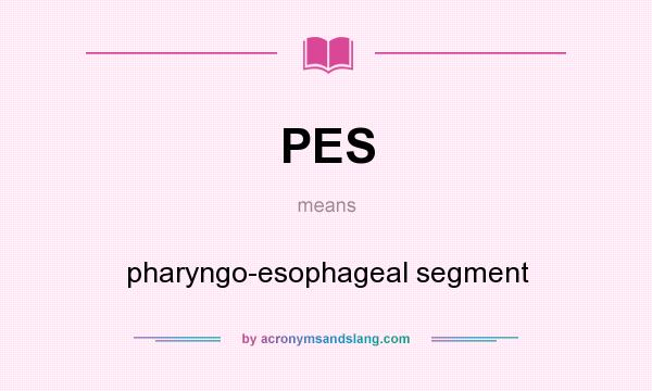 What does PES mean? It stands for pharyngo-esophageal segment