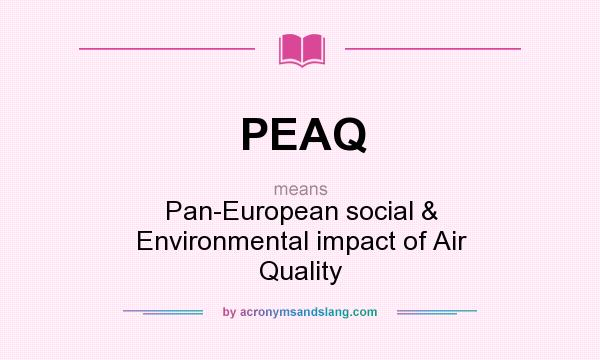 What does PEAQ mean? It stands for Pan-European social & Environmental impact of Air Quality