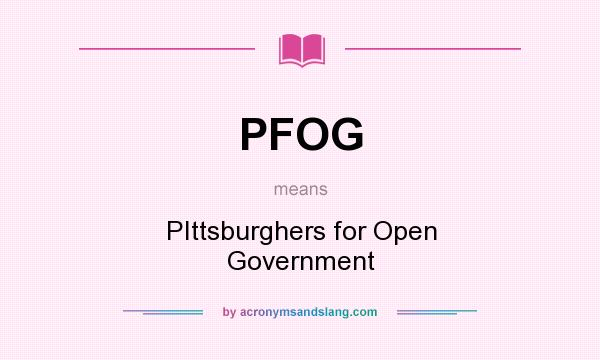 What does PFOG mean? It stands for PIttsburghers for Open Government